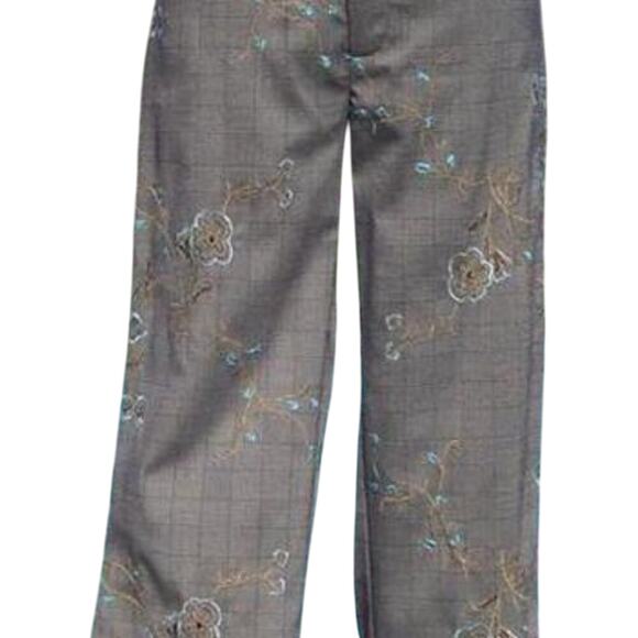 Cache Gray Blue Multi Stretch Work Crop Dress Pant New Embroidery $118 NWT - Picture 5 of 8